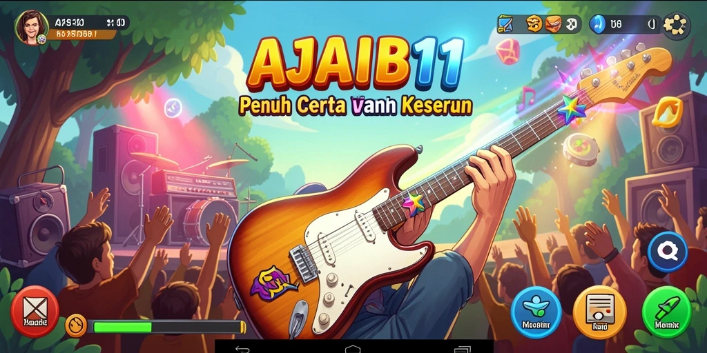 Tampilan gameplay AJAIB11 yang penuh warna dan menarik.