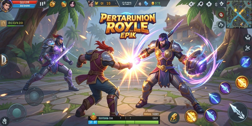 Screenshot gameplay QQ1221 yang menunjukan aksi pertempuran intens.