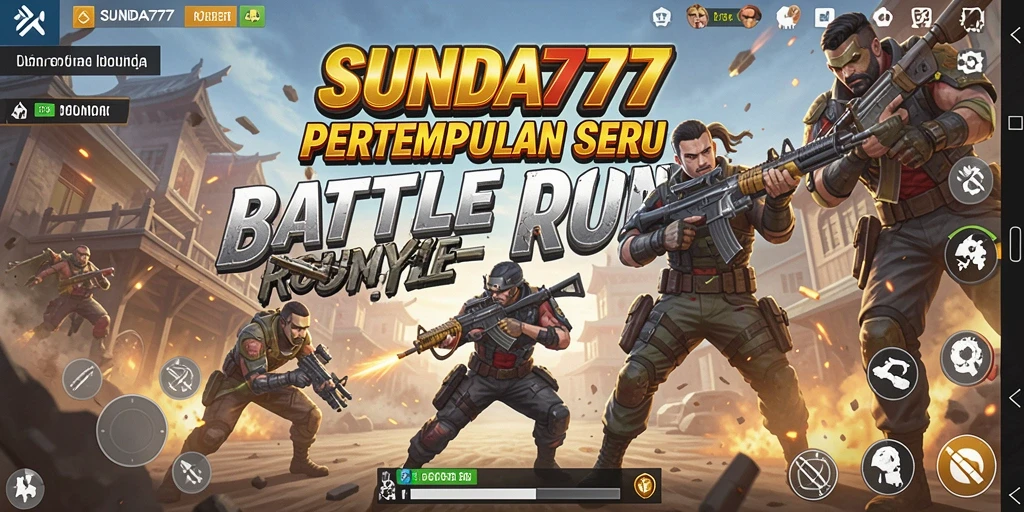 Tangkapan layar gameplay SUNDA777 menunjukkan aksi Battle Royale yang mendebarkan.