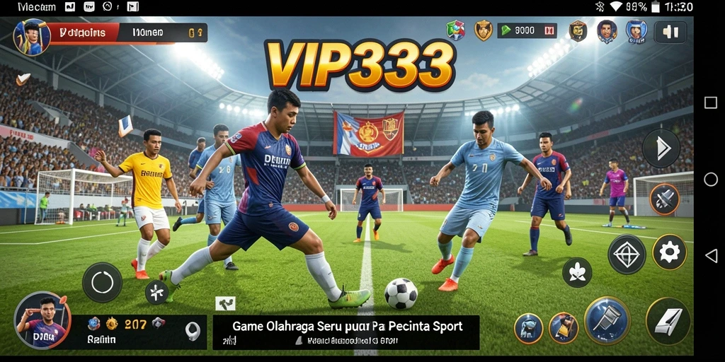 Screenshot gameplay VIP333 menunjukkan pertarungan seru antar pemain di arena olahraga.